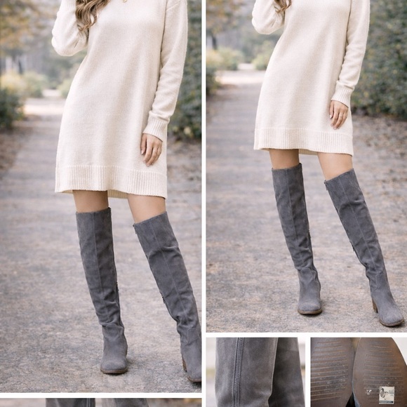 UGG Tall Gray Suede Boots Women’s Size 7 Side Zip - Picture 2 of 12